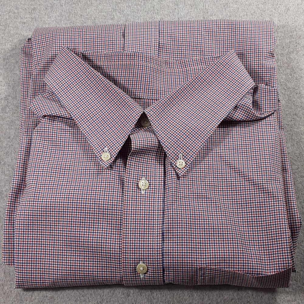 Brooks Brothers Mens 18 36/37 Non-Iron Supima Cotton Check Shirt Red Blue